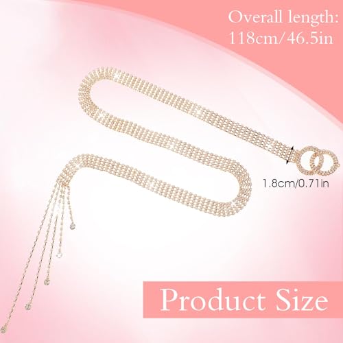 Rhinestone Waist Chain Belt for Women, Sparkle Crystal Waist Chain Belt Adjustable O-Ring Waistband Belt for Dresses3