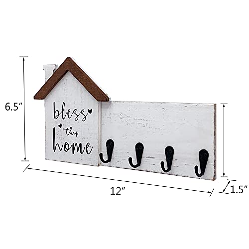 Nitynp Key Holder For Wall, Key Hooks Decorative For Wall, Key Hanger For Wall Entryway Decor, Bless This Home Farmhouse Home Decor Key Hooks, 12"X6.5" #TOP1