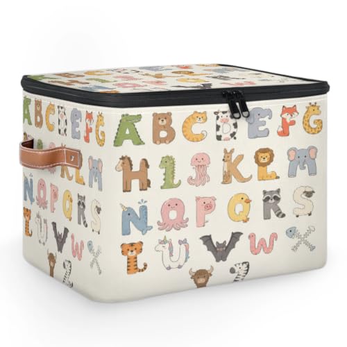 LIFEVYNO Animal Alphabet Large Storage Bin with Lid