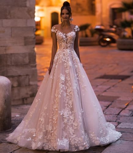 Zeeyecie V Back Wedding Dresses Sexy Elegant A-Line Glitter Lace Applique Floor Length Long Bridal Gown for Bride 20252