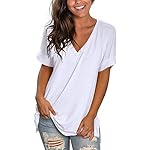 SAMPEEL-Womens-V-Neck-T-Shirt-Rolled-Sleeve-Side-Split-Tunic-Tops