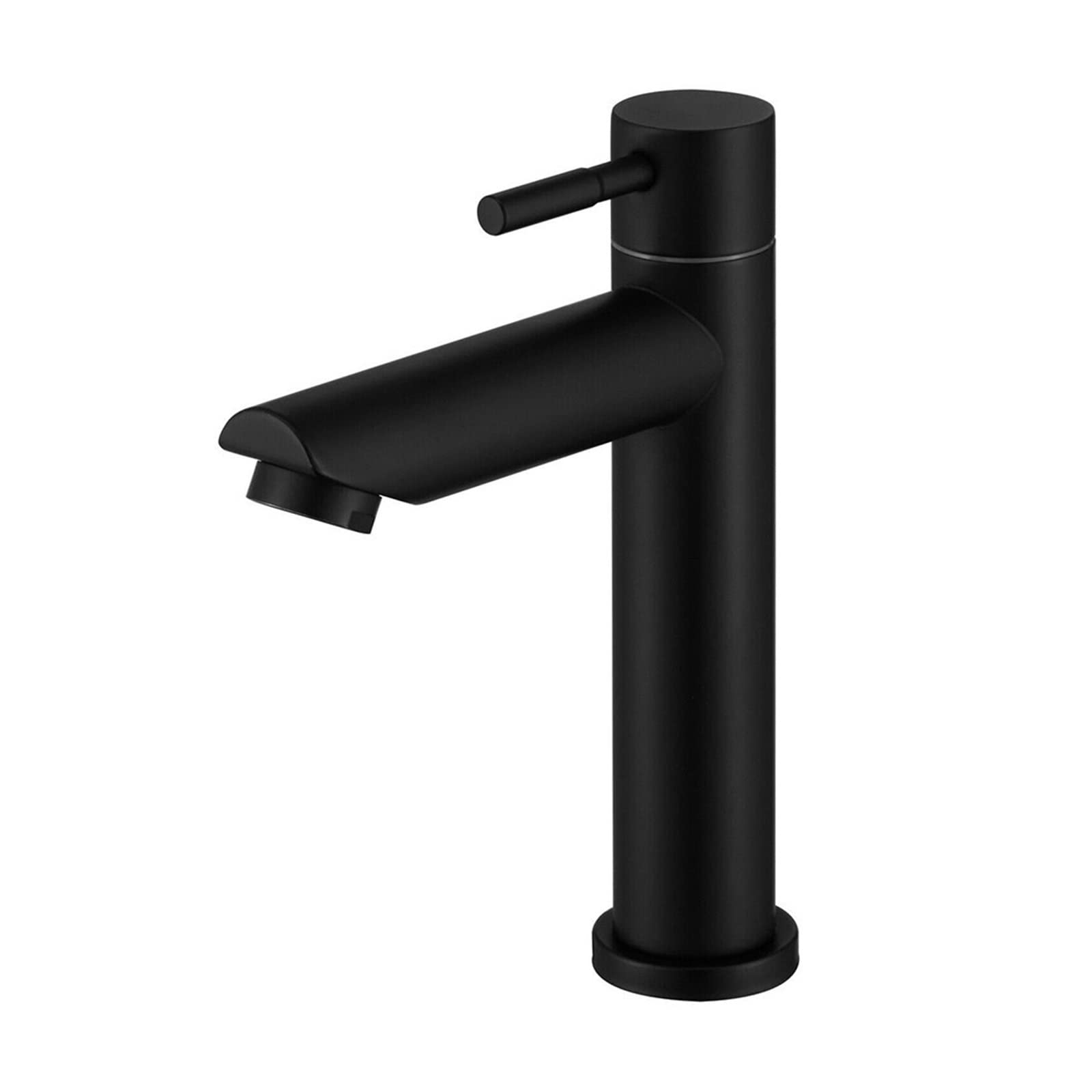 Gqnblvhzupdm B Black Kitchen Faucets, Black Bathroom Faucet Single Cold Water Basin Sink Tap, Stainless Steel Paint Faucets Deck Mounted Hole Tapware(B Black)