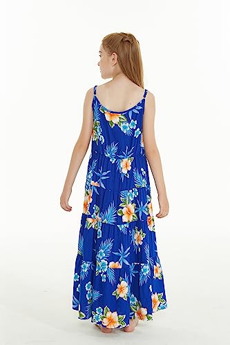Image of Matchable Family Hawaiian Luau Men Women Girl Boy Clothes in Hibiscus Blue