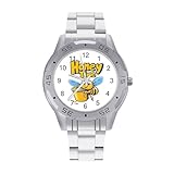 Honey Cute Bee Time - Orologio da polso da uomo, in acciaio inox, alla moda, personalizzato, per donne
