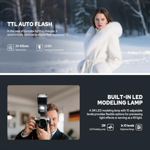 Godox V480 O V480-O TTL-Blitzgerät für Olympus, kabelloses Speedlite 2,4 G mit HSS 1/8000s, 2,0-Zoll-Farb-Touchscreen, Li-Ion-Akku, 650 Blitze bei voller Leistung, Pilotlampe mit 10 Stufen