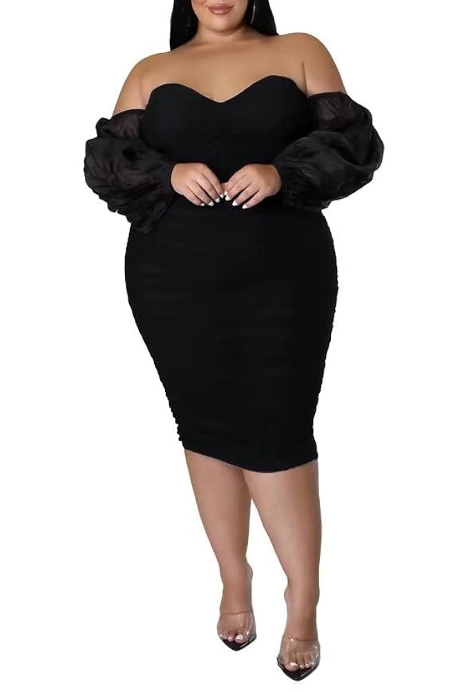 ワンピース MEDI OFF SHOULDER PUFF SLEEVE DRESS Womens Off the Shoulder Dress Smocked Tiered Puff Short