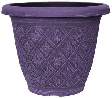 Fyne-Finds Purple Round 33Cm 13Inch Garden Plant Pot Woven Flower Outdoor Decor Planter Frost Proof Weatherproof Drainage Hole (Purple)