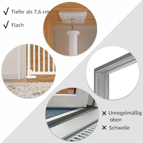 unipaws Katzenschutzgitter 190 cm extra hoch, automatisch schließend, ohne Bohren, Türschutzgitter für Katzen & Hunde, 53–86 cm Breite, Weiß