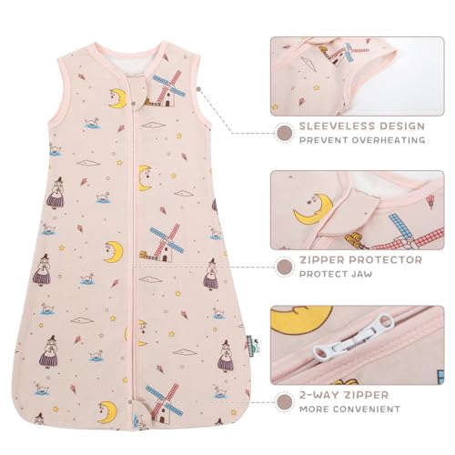 Image of HOUSABY Baby Wearable Blanket,Summer Cotton Sleep Sacks 1 Pack Unisex Toddler Sleeping Bag Sack, 0.5 TOG with 2-Way Zipper