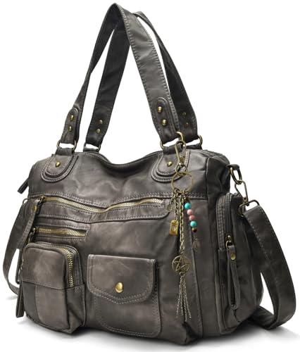 Image of Worldlyda Crossbody Bags for Women Large Tote Soft Leather Purses Washed Y2K Hobo Vintage Handbag Shoulder City Bag