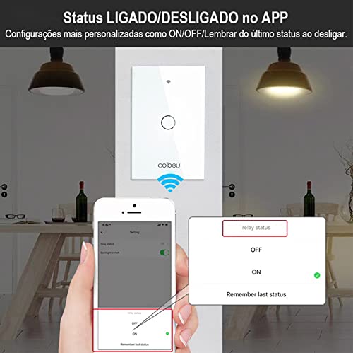 Interruptor Inteligente WiFi, Interruptor Smart Sem Fio Doméstico Multifuncional, Controle Remoto de