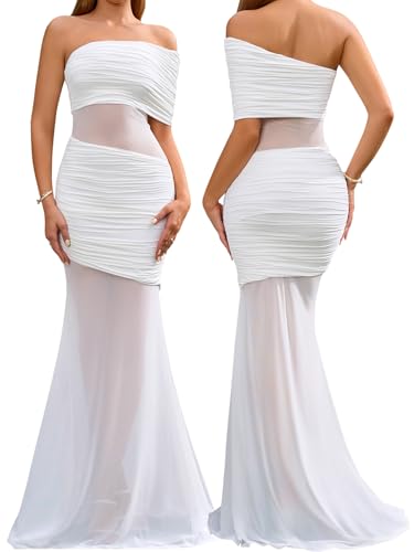 Off Shoulder Bodycon Formal Wedding Guest Maxi Dress Mesh Patchwork Cocktail Dresses for Women 2025 Elegant Classy