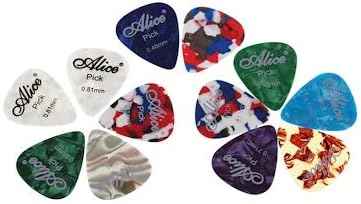 Alice Guitar Picks Plectrums 12pcs Medium Heavy 0.96mm Gauge Acoustic Electric Bass Celluloid Mixed Colours
