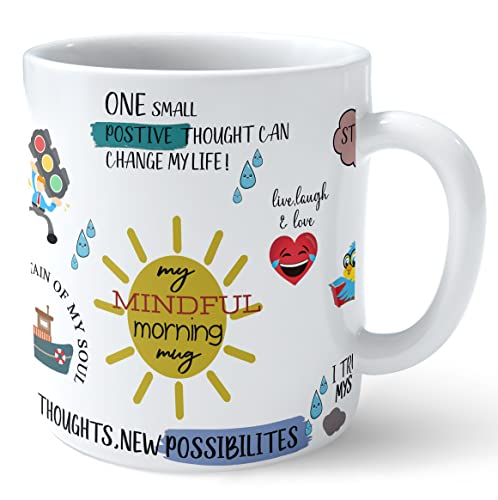 Image of 3k My mindfull Morning Motivational Mug Ceramic 350ml Motivational Quote Coffee Mug and Tea Cup for Gift to Friend Brother Sister and Sister in Law Best Gift for Christmas (moti05)
