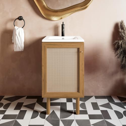 Image of Classe 18 inch Bathroom Vanity in Oak Bath Sink Cabinet Sink Included