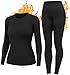 HiZiTi Thermounterwäsche Damen Skiunterwäsche Set Winter Schwarz Funktionsunterwäsche Thermo Unterwäsche Ski Damen Extra Warm Atmungsaktive Thermowäsche mit Thermounterhose Thermounterhemd Langarm L