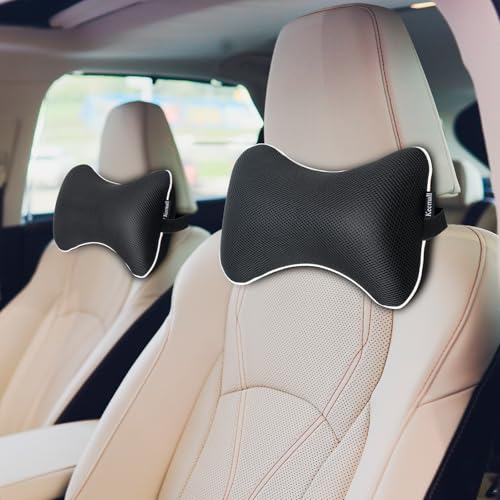 Image of Keemall Inflatable Car Neck Pillow, Soft Headrest Inflatable Car Pillow for Driving Seat with Adjustable Strap, Comfortable Ergonomic Design Neck Support and Breathable Washable Cover