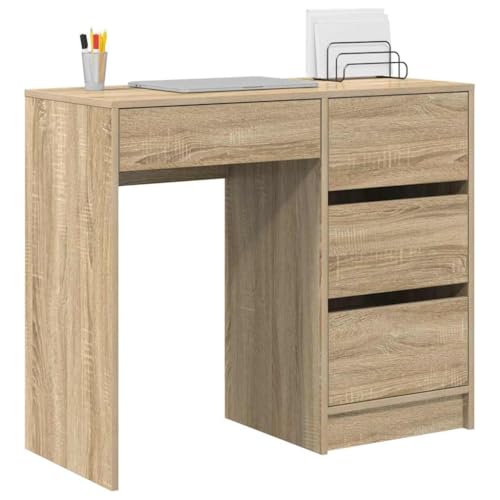vidaXL Desk with Drawer Sonoma oak 90 x 37.5 x 75 cm Engineered Wood, Home Office, Rectangular Desk, Modern Storage, Compact Workstation, Stylish Writing, Engineered Wood