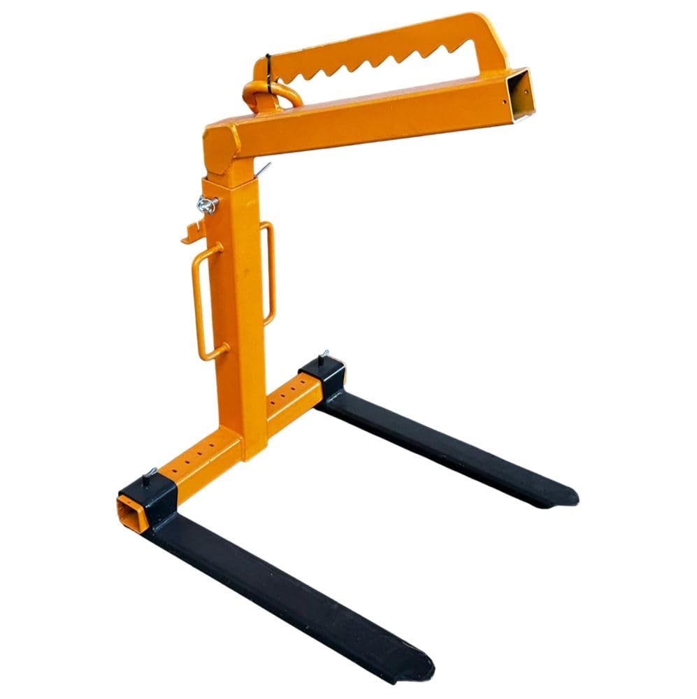 HMT Krangabel 1500 KG Tragkraft, manueller Gewichtsausgleich, 1100-1700 mm Höhe einstellbar, Ladegabel, Palettengabel, Ladegabel für Kran, Palettengabel für Kran, Farbe Orange