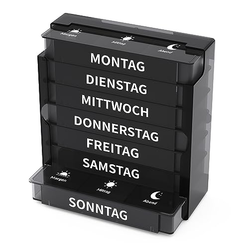 Opret 7-Tage Pillenbox - 3-Fächer Tablettenbox mit Morgens, Mittags und Abends Abteilungen