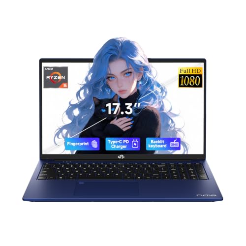 Image of NIMO 17.3 inch AI Ready Laptop, AMD Ryzen 5 6-Core, 64GB DDR5 RAM, 2TB SSD | (Beat Ryzen 7 7730U up to 4.5GHz) Radeon 660M, 100W Fast PD & backlit keyboard for office work & multitasking, 2-Yr Warranty