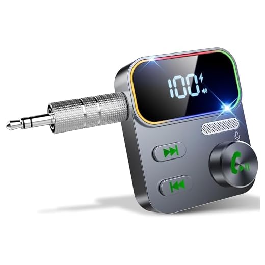 Bluetooth 5.3 Receiver for Car, [2023 Upgraded Enhanced Mic & LED Display] Aux Bluetooth Car Adapter, Wireless Audio Receiver for Car/Home Stereo/Speaker,26H Battery Life