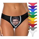 Custom Thongs for Women with Face Add Your Text/Photo Custom Thongs with Photo Customized Sexy Funny Panties for Women with Heart Lover Wife Anniversaries 2 Sides Design Medium