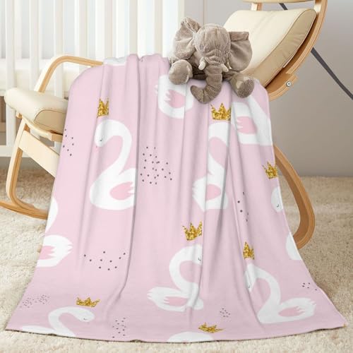 Image of Duduho Cute Swan Princess Bed Blanket Ultra Soft Throw Blanket All Season Warm Light Weight Cozy Plush Blankets for Home Bedroom Sofa Chair Travel, 40"X50"