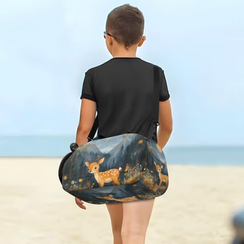 Duffle Bag for Boys or Girls with Shoes Compartment, Little Deer Moon Sports Travel Bag Overnight4