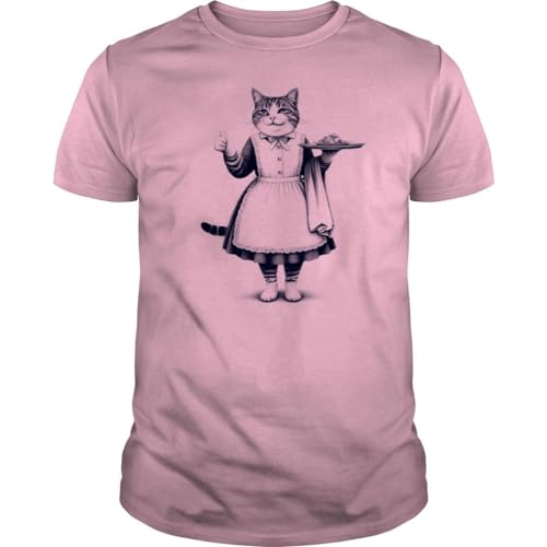Waitress Cat Lover Unisex T-Shirt Light Pink