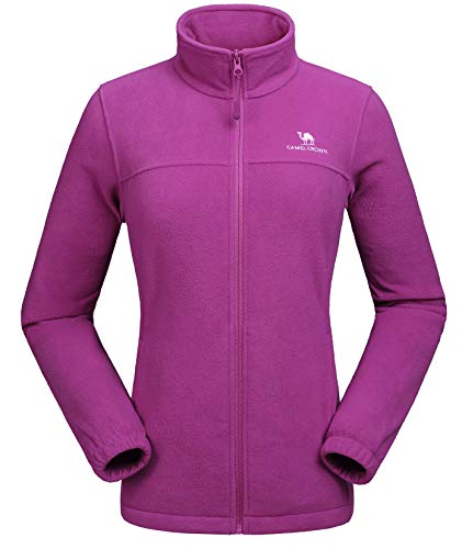 CAMEL CROWN Women Full Zip Fleece Jackets with Pockets Soft Polar Fleece Coat Jacket Sweater for Spring Outdoor Purple M