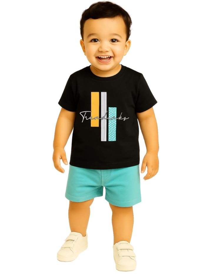 TrendInks Kids Clothes for Boys | 100% Cotton Summer Dress Set, Half Sleeve Baby Boy Dress Printed Tshirt Shorts | Kids Dress Boy Co-ord Set, Summer Wear Baby Boy 1-5 years