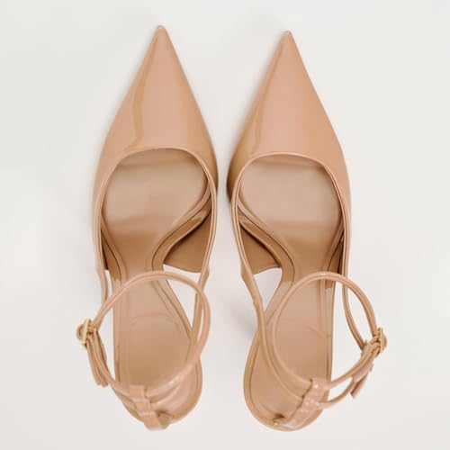 Women's Fabric Slingback High Heel Pump Bow Detail On The Front Elastic Strap Around The Back Pointed Toe Wedding Party Office Dance Shoes3