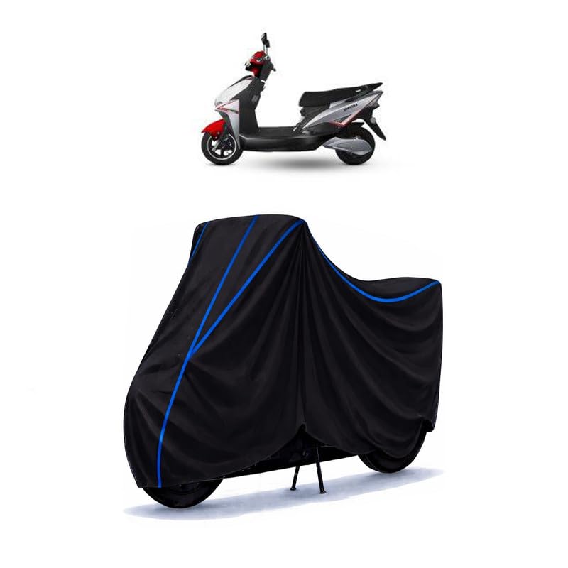 Image of Scooty Cover Water Resistant for Fujiyama Spectra | Universal Scooter & Bike Cover | Heavy Duty UV Dust, Rain & Scratch Protection | Elastic Fit All Weather Indoor Outdoor | Black with Blue Piping