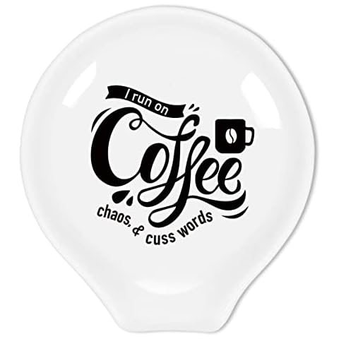Lustiges Kaffee-Zitat I Run On Coffee Keramik Kaffeelöffel Halter Cover