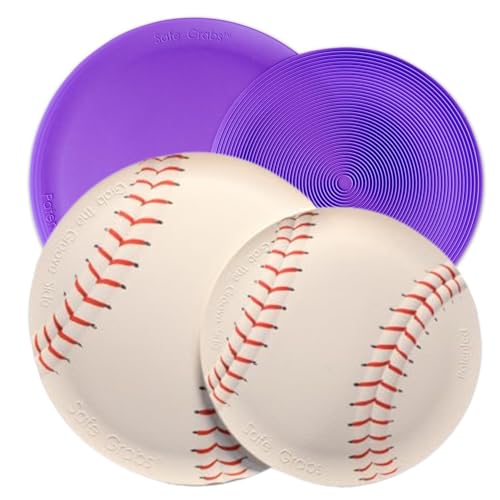 Image of Safe Grabs: Multi-Purpose Silicone Original Microwave Mat as Seen on Shark Tank | Splatter Guard, Trivet, Hot Pad, Pot Holder, (BPA Free, Heat Resistant, Dishwasher Safe), Set of 2 Purple & Baseball