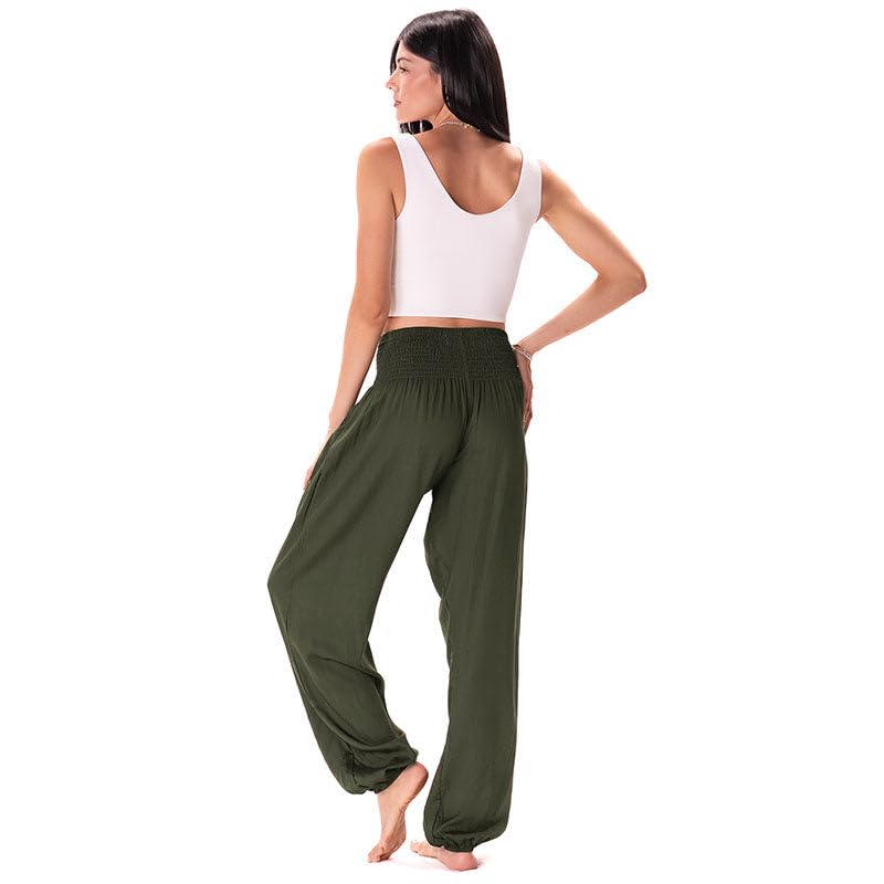 Image of Lotus and Luna Women's Harem Pants Thai Pants for Beach & Lounge High Waisted Flowy Boho Pants Genie Pants Yoga Pants