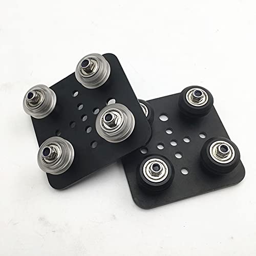 Lysee 3D Printer Parts & Accessories - Aluminum Alloy Open Rail Gantry Plate 20mm Wheeled kit - (Size: with Black Wheels)