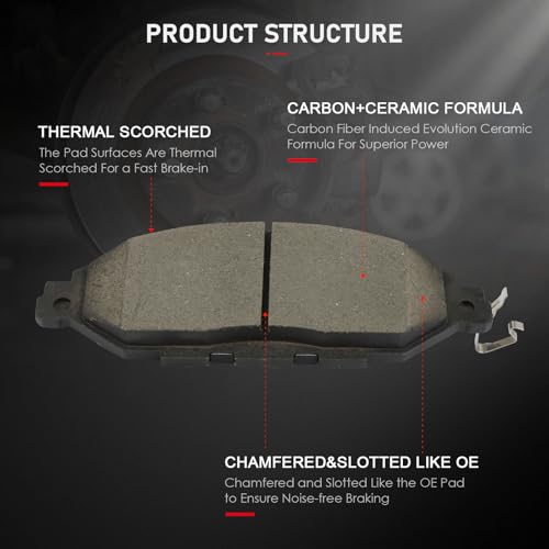 Image of cciyu D1649 Front Ceramic Disc Brake Pads Kit For INFINITI JX35 2013,For INFINITI QX60 2014-2019,For Nissan Murano 2015-2020,For Nissan Pathfinder 2013-2019