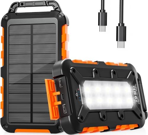 Batterie Externe Solaire 26800mAh, PD22.5W Chargeur Solaire Power...