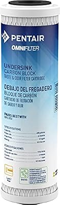 Pentair OMNIFilter CB3 Carbon Water Filter, 10" Undersink Carbon Block Taste & Odor Replacement Filter Cartridge, NSF Certified to Reduce PFOA/PFOS, 10" x 2.5", 0.5 Micron