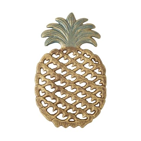 Cast Iron Pineapple Trivet - Decorative Cast Iron Trivet for Kitchen Or Dining Table - Vintage, Rustic Design - Protect Your Countertop from Hot Dishes - with Rubber Pegs/Feet - Recycled Metal Cover