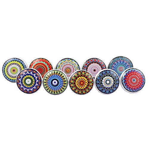 Cosynee - 10 x Mix Vintage Look Flor Puxador de Cerâmica Puxador de Porta Gaveta de Armário Puxador