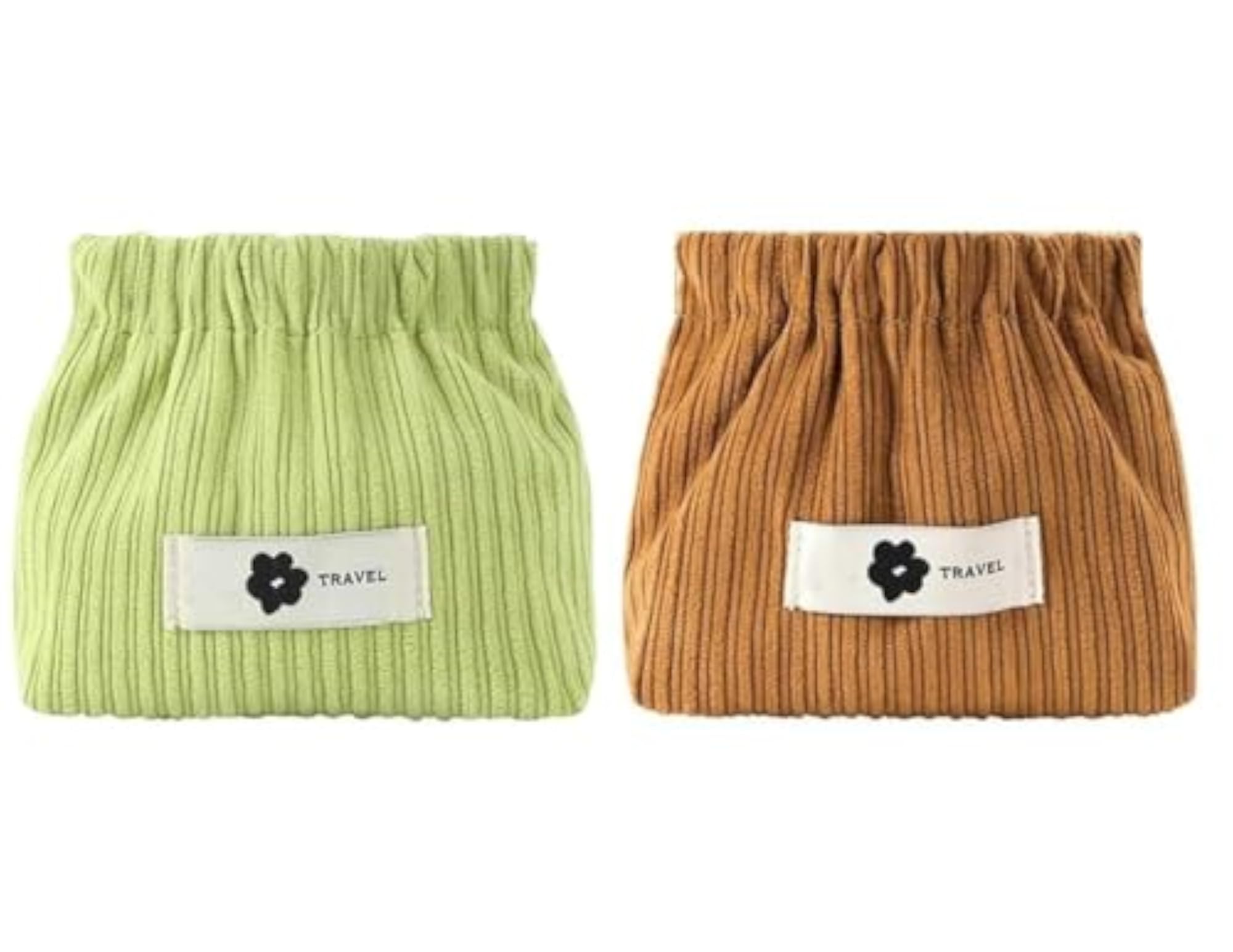 Corduroy Drawstring Storage Bag with Elastic Closure, Lightweight Organizer