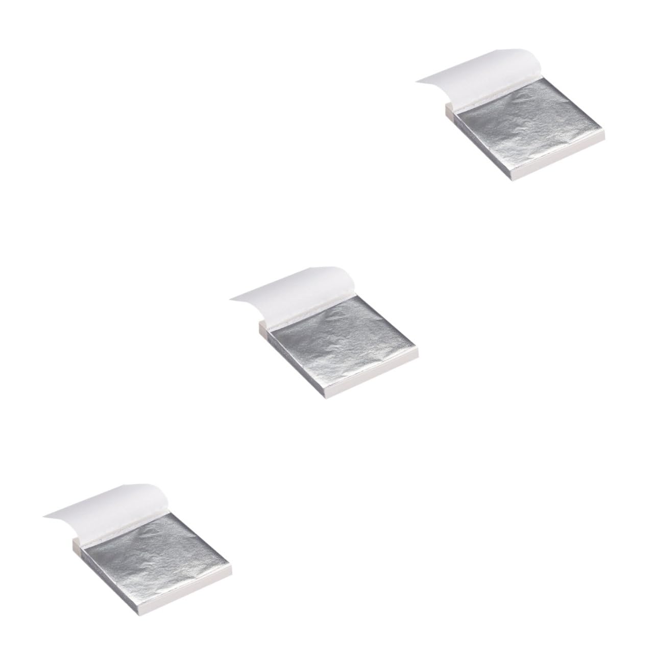 SEWACC 3sets Manicure Clay Gilding Foil Imitation Leaf Sheets Silver Mirror Paper for Artistic Decorations 100sheets*3