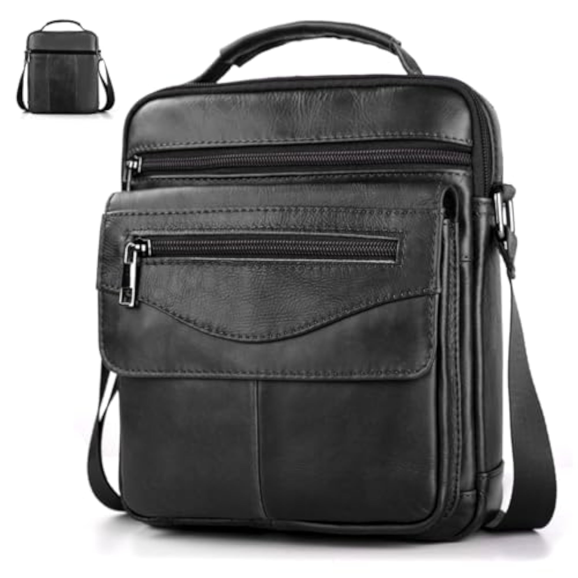 Men's Genuine Leather Small Crossbody Shoulder Bag