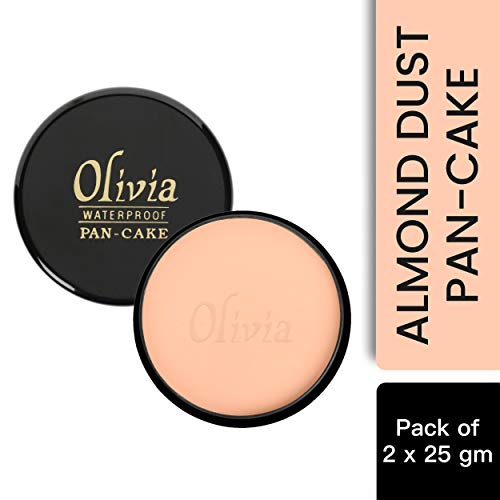 Image of Olivia Waterproof Almond Dust Makeup Cream Concealer Pan Cake (25G, Shade No.26) - Pack Of 2 Shimmering Finish - Medium, All Types