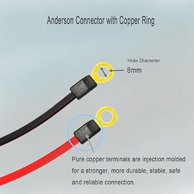 Anderson Plug Connection Cable, 50A Battery Quick Connector, Jumper Cable Connector with 10AWG Cable Trailer Winch Quick Connection Cable with Copper Ring. (3M)