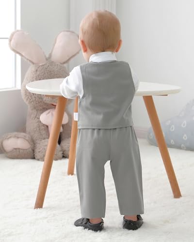 Toddler Baby Boy Gentleman Suits 4PCS Shirt+Vest+Bow Tie+Pants Baby Boy Sets for 3-24M4