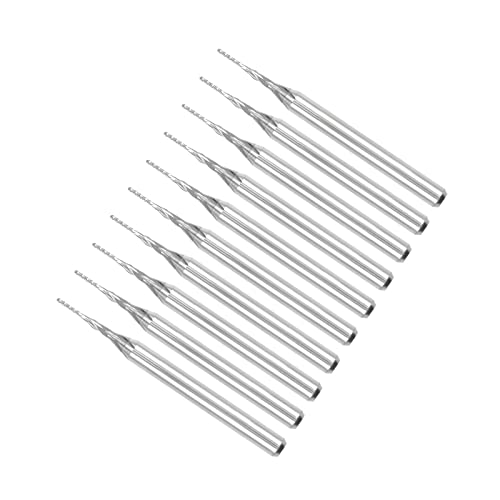 Image of Carbide End Mill Engraving Milling Bits, 0.6mm Bit Dia. 1 /8 inch Shank, CNC Cutting Router Bits Tool - (Applications: for PCB Machine), 10-Pieces